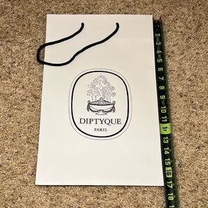 Diptyque White Bag with Black Handles Shopping Bag- Large